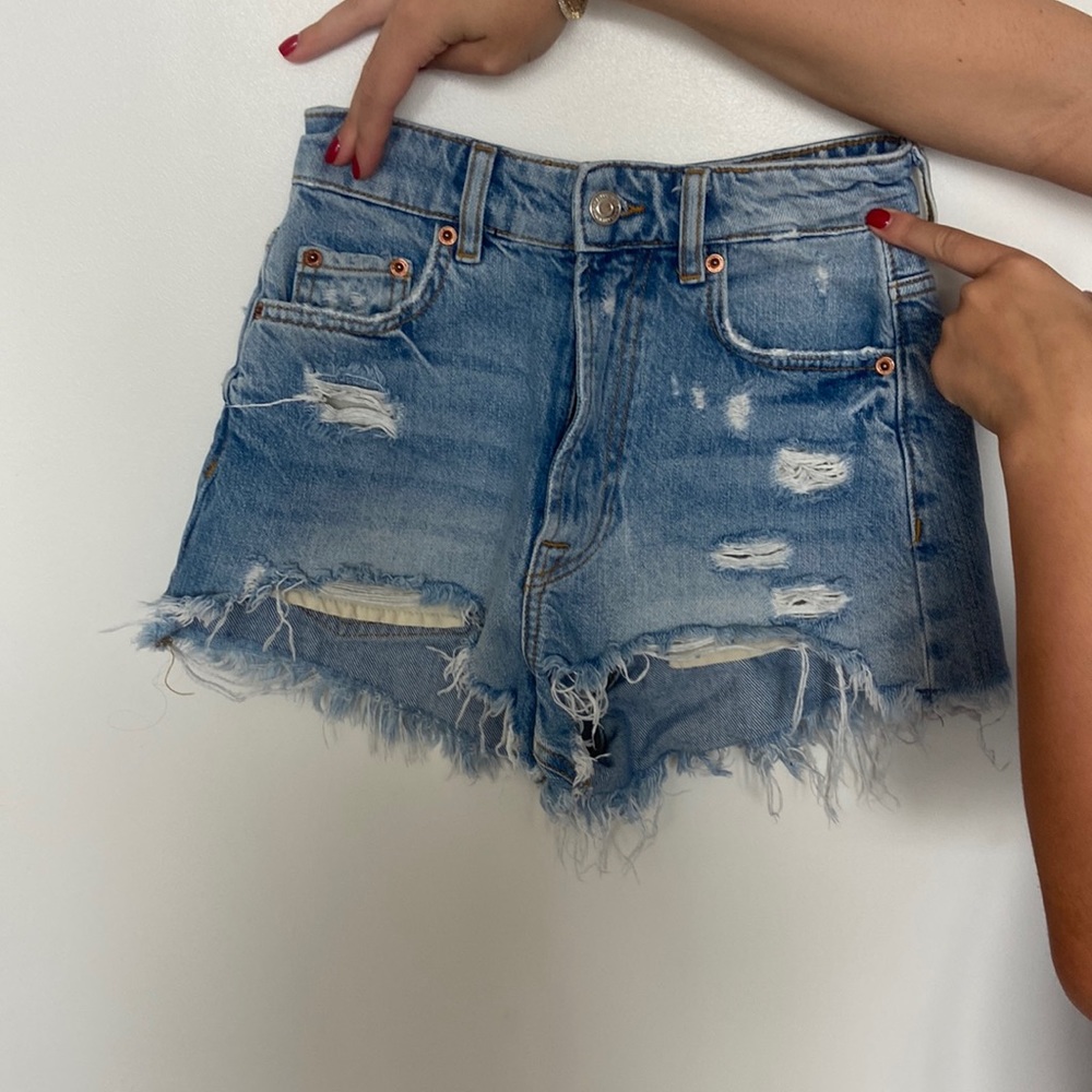 Zara light denim shorts high rise